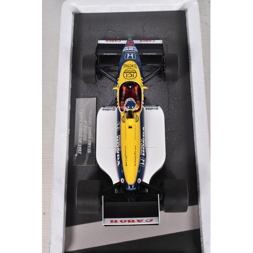 48 - A BOXED MINICHAMPS WILLIAMS HONDA FW11B 1987 N MANSELL 1:18 MODEL RACING VEHICLE, numbered 117870005... 