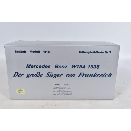 51 - A BOXED CMC SOLITAIR MODELL MERCEDES BENZ W154 1938 1:18 MODEL VEHICLE, numbered to the swing tag 42... 