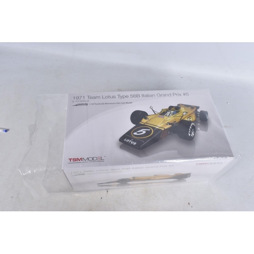 53 - A BOXED TSM MODEL 1971 TEAM LOTUS TYPE 56B ITALIAN GRAND PRIX #5 E.FITTIPALDI 1:18 MODEL VEHICLE, nu... 