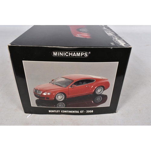 56 - A BOXED PAULS MODEL ART MINICHAMPS BENTLEY CONTINENTAL GT 2008 1:18 MODEL VEHICLE, numbered 10013962... 