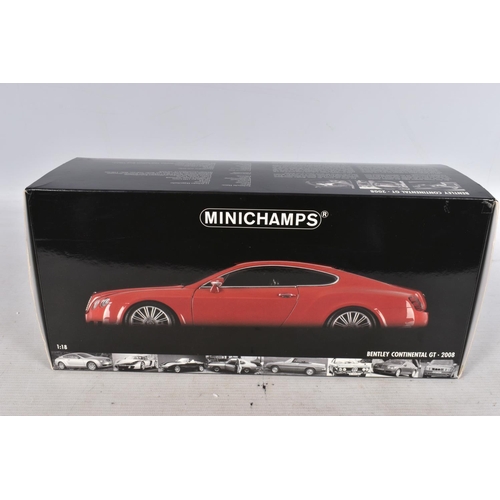 56 - A BOXED PAULS MODEL ART MINICHAMPS BENTLEY CONTINENTAL GT 2008 1:18 MODEL VEHICLE, numbered 10013962... 