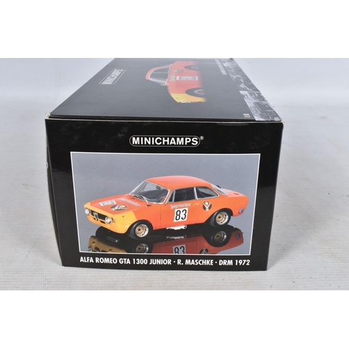 59 - A BOXED PAULS MODEL ART MINICHAMPS ALFA ROMEO GTA 1300 JUNIOR R.MASCHKE DRM 1972 1:18 MODEL VEHICLE,... 