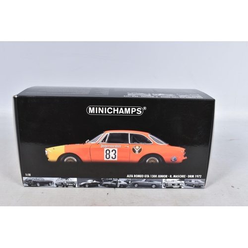 59 - A BOXED PAULS MODEL ART MINICHAMPS ALFA ROMEO GTA 1300 JUNIOR R.MASCHKE DRM 1972 1:18 MODEL VEHICLE,... 