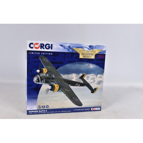 60 - A BOXED LIMITED EDITION CORGI THE AVIATION ARCHIVE DORNIER DO17Z-2 1:72 DIE-CAST MODEL MILITARY AIRC... 