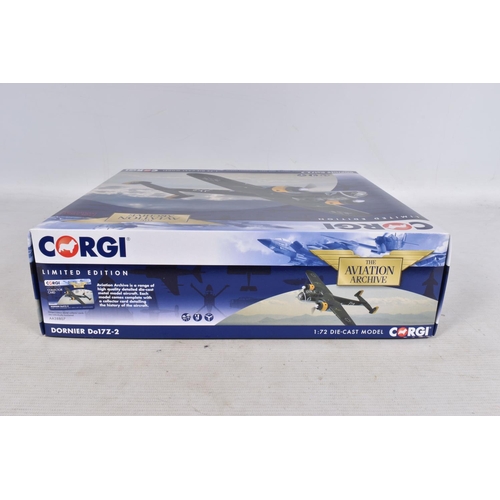 60 - A BOXED LIMITED EDITION CORGI THE AVIATION ARCHIVE DORNIER DO17Z-2 1:72 DIE-CAST MODEL MILITARY AIRC... 