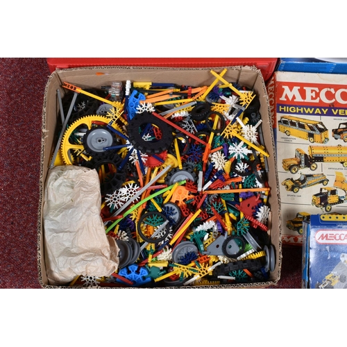 72 - A QUANTITY OF ASSORTED MECCANO AND KNEX ITEMS, Meccano from assorted eras, includes empty boxes, cas... 