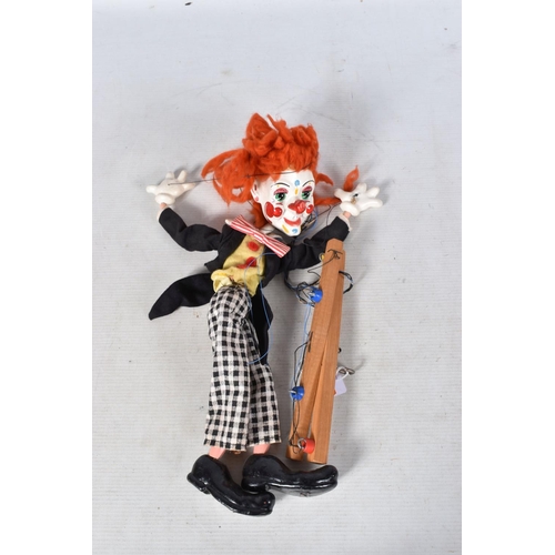 103 - EIGHT ASSORTED PELHAM CLOWN PUPPETS, SS, SL Bimbo, SM (x 4), two Clever Willie both with poles, all ... 