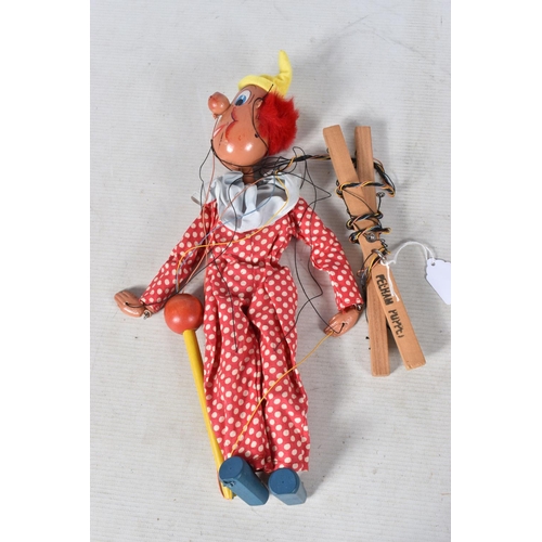 103 - EIGHT ASSORTED PELHAM CLOWN PUPPETS, SS, SL Bimbo, SM (x 4), two Clever Willie both with poles, all ... 