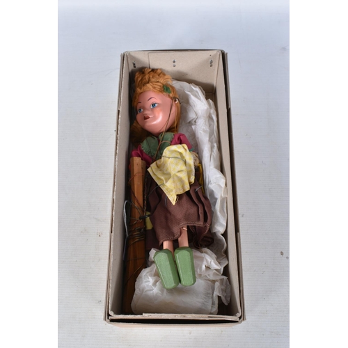 79 - SEVEN BOXED PELHAM PUPPETS, SL Hansel (x 2) and Gretel, two other Gretel puppets, one with old damag... 