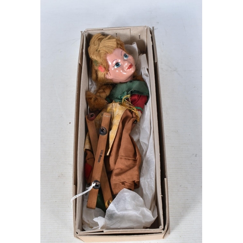 79 - SEVEN BOXED PELHAM PUPPETS, SL Hansel (x 2) and Gretel, two other Gretel puppets, one with old damag... 