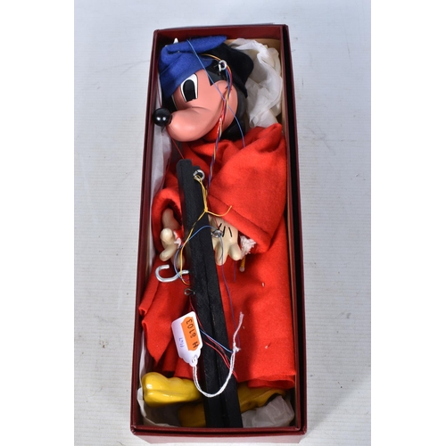 80 - FIVE BOXED PELHAM WALT DISNEY SL PUPPETS, Mickey Mouse, Mickey Mouse wearing the Sorcerers cloak and... 