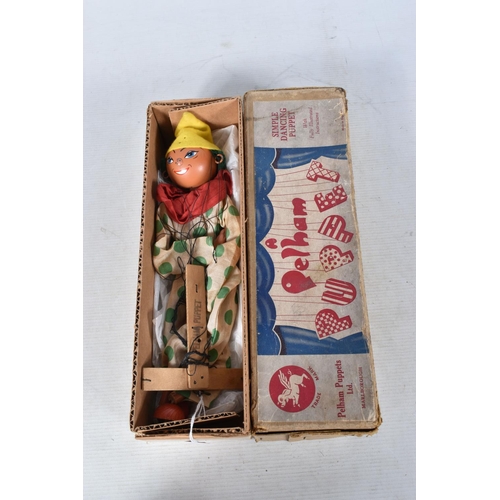 81 - SIX BOXED PELHAM LS CLOWN PUPPETS, all in different costumes, all appear complete and in fairly good... 