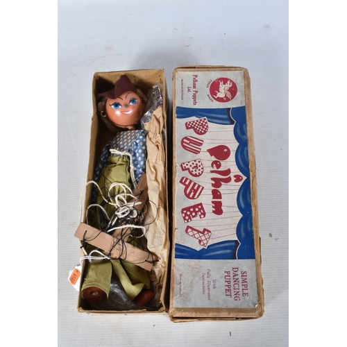 94 - FOUR BOXED PELHAM SS COWBOY PUPPETS, all in different outfits, with a boxed Pelham SS Cowgirl puppet... 