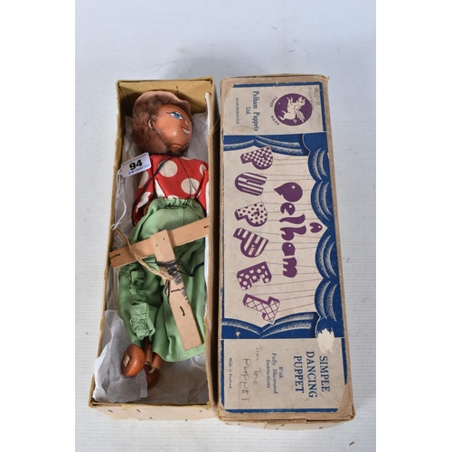 94 - FOUR BOXED PELHAM SS COWBOY PUPPETS, all in different outfits, with a boxed Pelham SS Cowgirl puppet... 