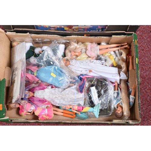 96 - A QUANTITY OF MOSTLY MODERN SINDY, BARBIE AND OTHER DOLLS, quantity of assorted clothing, boxed Pedi... 