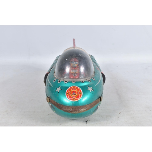 113 - AN UNBOXED MODERN TOYS (MASUDAYA) TINPLATE BATTERY OPERATED SUPER SONIC MOON SHIP, not tested, play ... 