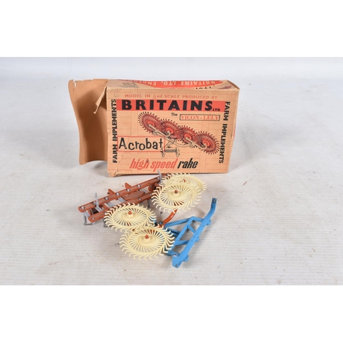 122 - A PART BOXED BRITAINS FORDSON SUPER MAJOR TRACTOR, blue painted with red spiked wheels, box base onl... 