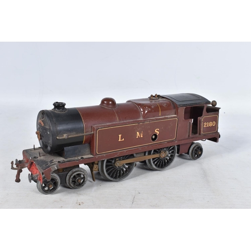 147 - AN UNBOXED HORNBY O GAUGE No.2 SPECIAL 4-4-2 TANK LOCOMOTIVE, No.2180, L.M.S. maroon livery (2), not... 