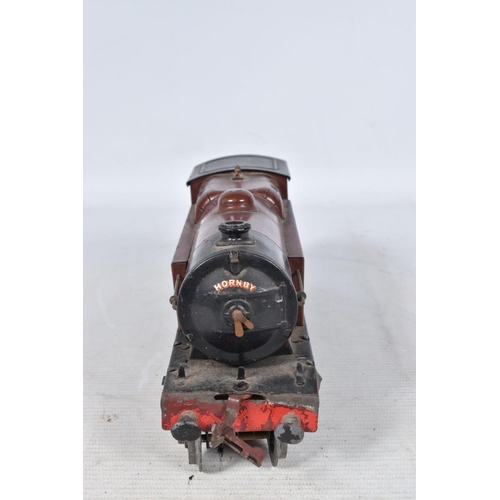 147 - AN UNBOXED HORNBY O GAUGE No.2 SPECIAL 4-4-2 TANK LOCOMOTIVE, No.2180, L.M.S. maroon livery (2), not... 