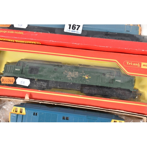 167 - FOUR BOXED TRI-ANG HORNBY OR HORNBY OO GAUGE LOCOMOTIVES, class 08 No.13012, B.R. green livery (R156... 