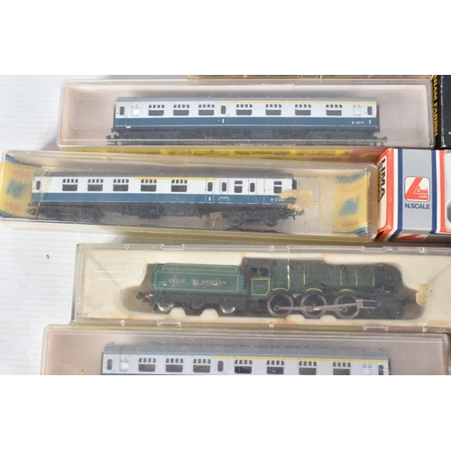 168 - A QUANTITY OF ASSORTED BOXED AND UNBOXED N GAUGE LOCOMOTIVES AND ROLLING STOCK, locomotives are Grah... 