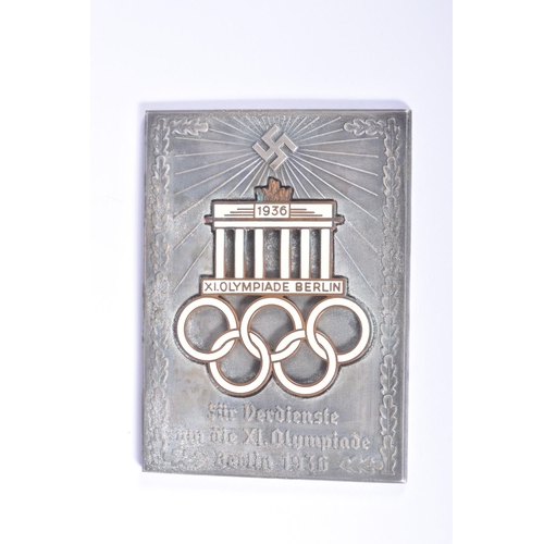 201 - WWII GERMAN THIRD REICH 1936 BERLIN OLYMPIC AWARD/PLAQUE, this is a non-portable award and is inscri... 