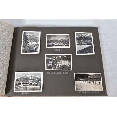 211 - TWO 1936 BERLIN OLYMPIC ALBUMS OF PHOTOGRAPHS, ticket stubs, stamped postcards, the first album cont... 