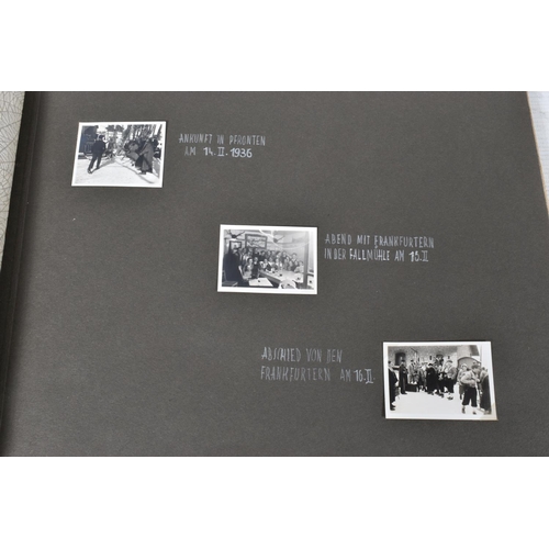 211 - TWO 1936 BERLIN OLYMPIC ALBUMS OF PHOTOGRAPHS, ticket stubs, stamped postcards, the first album cont... 