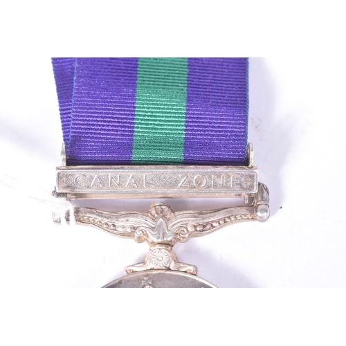 220 - A QEII GENERAL SERVICE MEDAL WITH CANAL ZONE CLASP, the GSM is correctly named to 22435414 PTE P.GRI... 