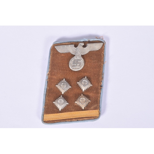 228 - A PAIR OF THIRD REICH NAZI GERMANY UNIFORM COLLAR TABS, these are red with gold embroidery and were ... 