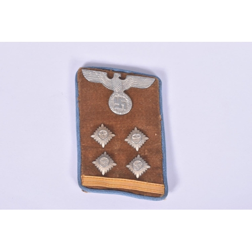 228 - A PAIR OF THIRD REICH NAZI GERMANY UNIFORM COLLAR TABS, these are red with gold embroidery and were ... 