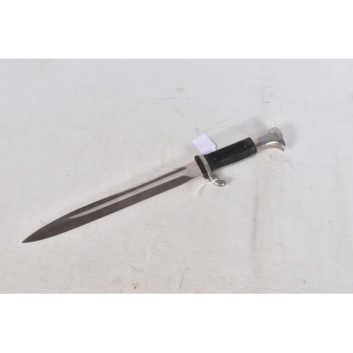 234 - A GERMAN DRESS DAGGER MADE BY WKC, this has the black grip and black scabbard, the blade has no mott... 