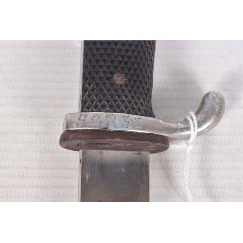 234 - A GERMAN DRESS DAGGER MADE BY WKC, this has the black grip and black scabbard, the blade has no mott... 