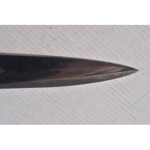 239 - A 20TH CENTURY GERMAN HUNTERS DAGGER, this features hunting scenes on both sides of the blade and a ... 