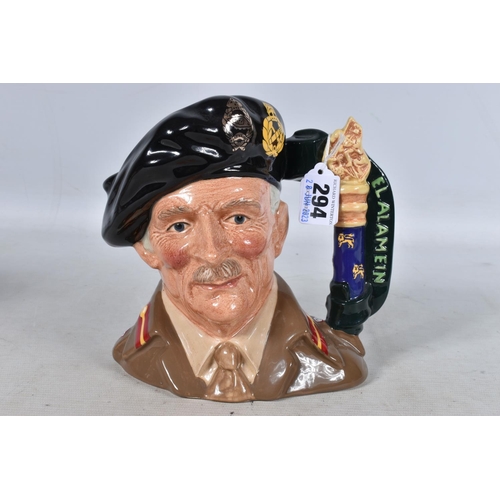 294 - THREE ROYAL DOULTON MONTY CHARACTER JUGS, comprising a large character jug Field Marshal Montgomery... 