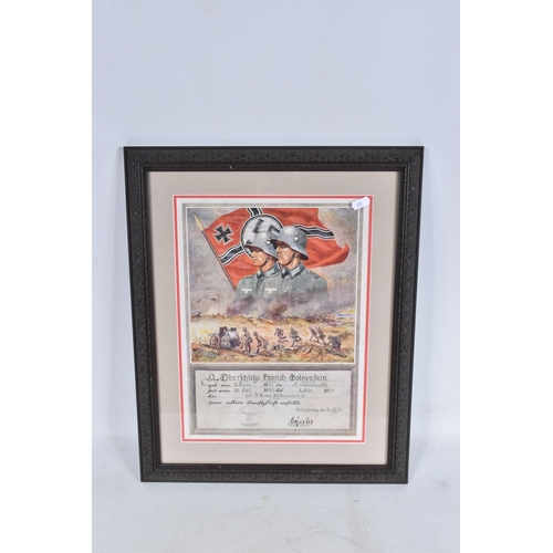 306 - A SELECTION OF WWI AND WWII RELATED ITEMS, these include a frame with a typed letter plus a seal and... 