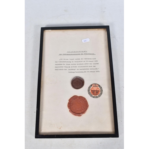 306 - A SELECTION OF WWI AND WWII RELATED ITEMS, these include a frame with a typed letter plus a seal and... 