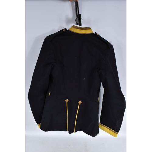 309 - A PRE WWI STYLE MILITARY JACKET, the jacket is dark blue and yellow with gold colour brading around ... 