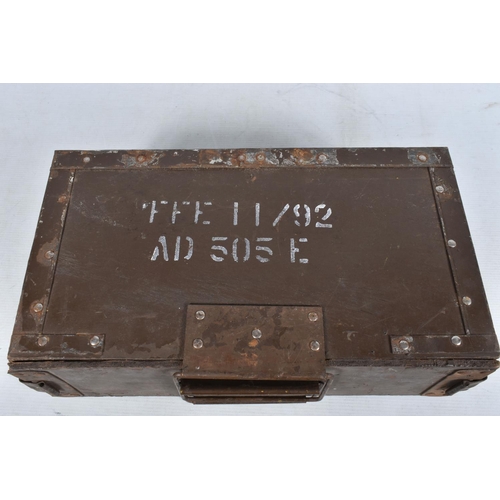 312 - FOUR VARIOUS AMMUNITION BOXES, this lot includes a metal box for Bren gun magazines, a wooden case w... 