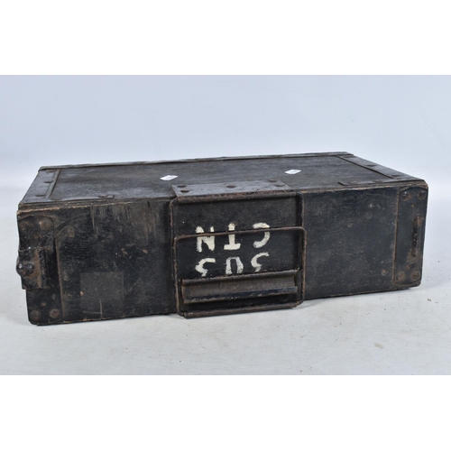 312 - FOUR VARIOUS AMMUNITION BOXES, this lot includes a metal box for Bren gun magazines, a wooden case w... 