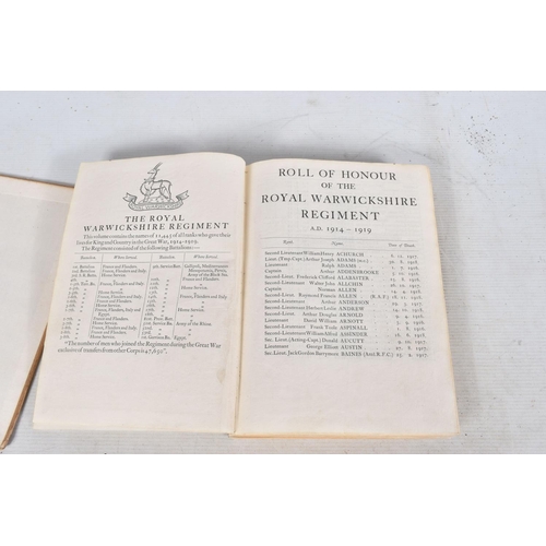 314 - A SELECTION OF MILITARY BOOKS RELATING TO ROYAL WARWICKSHIRE REGIMENT AND BIRMINGHAM, the books incl... 