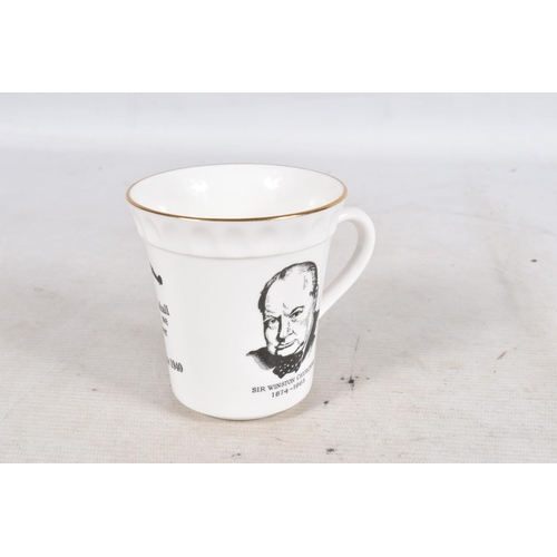 320 - A BOX OF CERAMICS, GLASS AND PEWTER COMMEMORATING SIR WINSTON CHURCHILL, including a Royal Doulton t... 