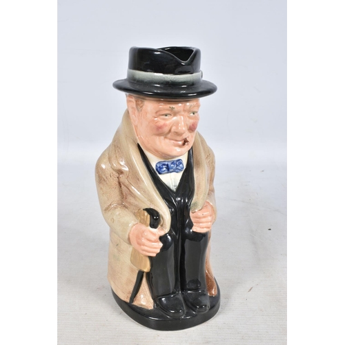 320 - A BOX OF CERAMICS, GLASS AND PEWTER COMMEMORATING SIR WINSTON CHURCHILL, including a Royal Doulton t... 