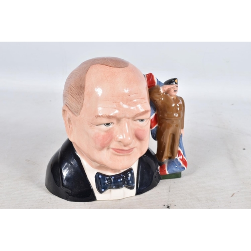 320 - A BOX OF CERAMICS, GLASS AND PEWTER COMMEMORATING SIR WINSTON CHURCHILL, including a Royal Doulton t... 