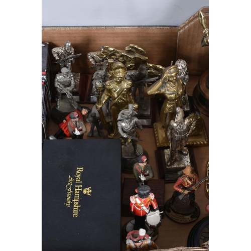 326 - TWO BOXES OF ASSORTED METAL, RESIN AND WOODEN MILITARY FIGURES, including boxed Corgi Forward March ... 