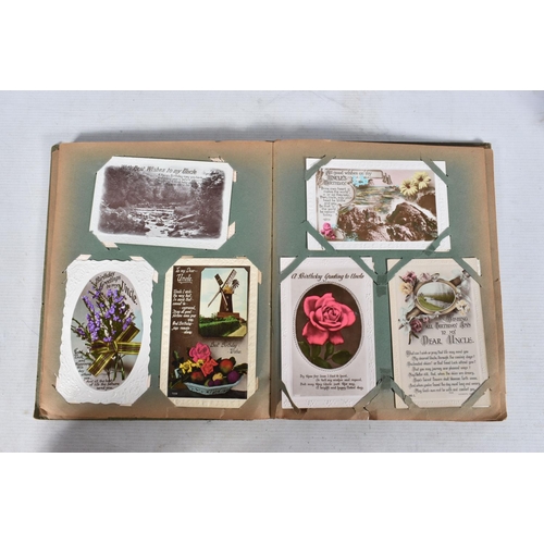 361 - POSTCARDS, Twelve Albums containing approximately 872* early 20th century (Edwardian - 1930's) Greet... 