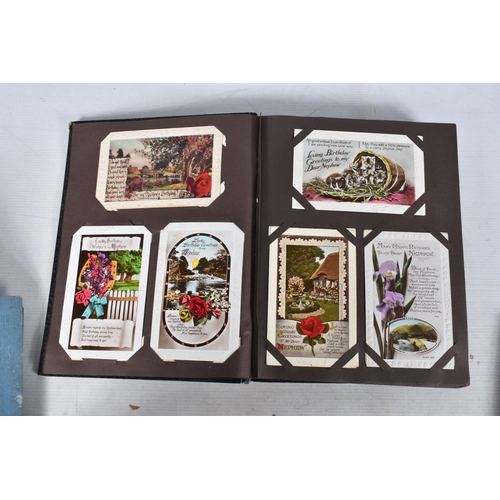 361 - POSTCARDS, Twelve Albums containing approximately 872* early 20th century (Edwardian - 1930's) Greet... 