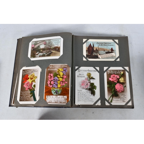 361 - POSTCARDS, Twelve Albums containing approximately 872* early 20th century (Edwardian - 1930's) Greet... 