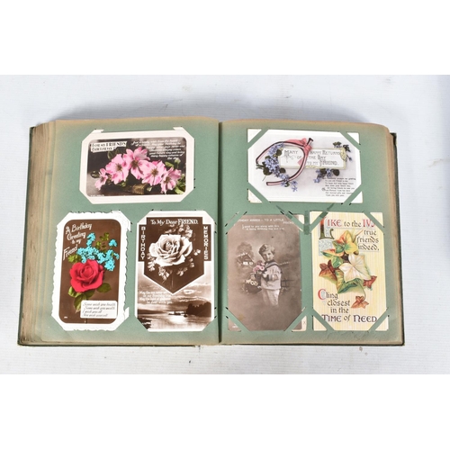 363 - POSTCARDS, Nine Albums containing approximately 797* early 20th century (Edwardian - 1920's) Greetin... 