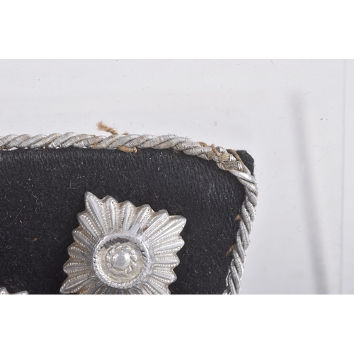 229 - A PAIR OF NAZI GERMANY SSUNIFORM COLLAR TABS, these are black and silver, one features the three pip... 